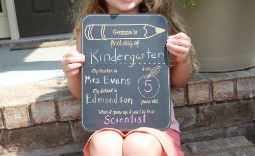 Personalized "First Day of School" Chalkboard - Pencil