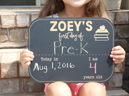 Personalized "First Day of School" Chalkboard - Schoolbook