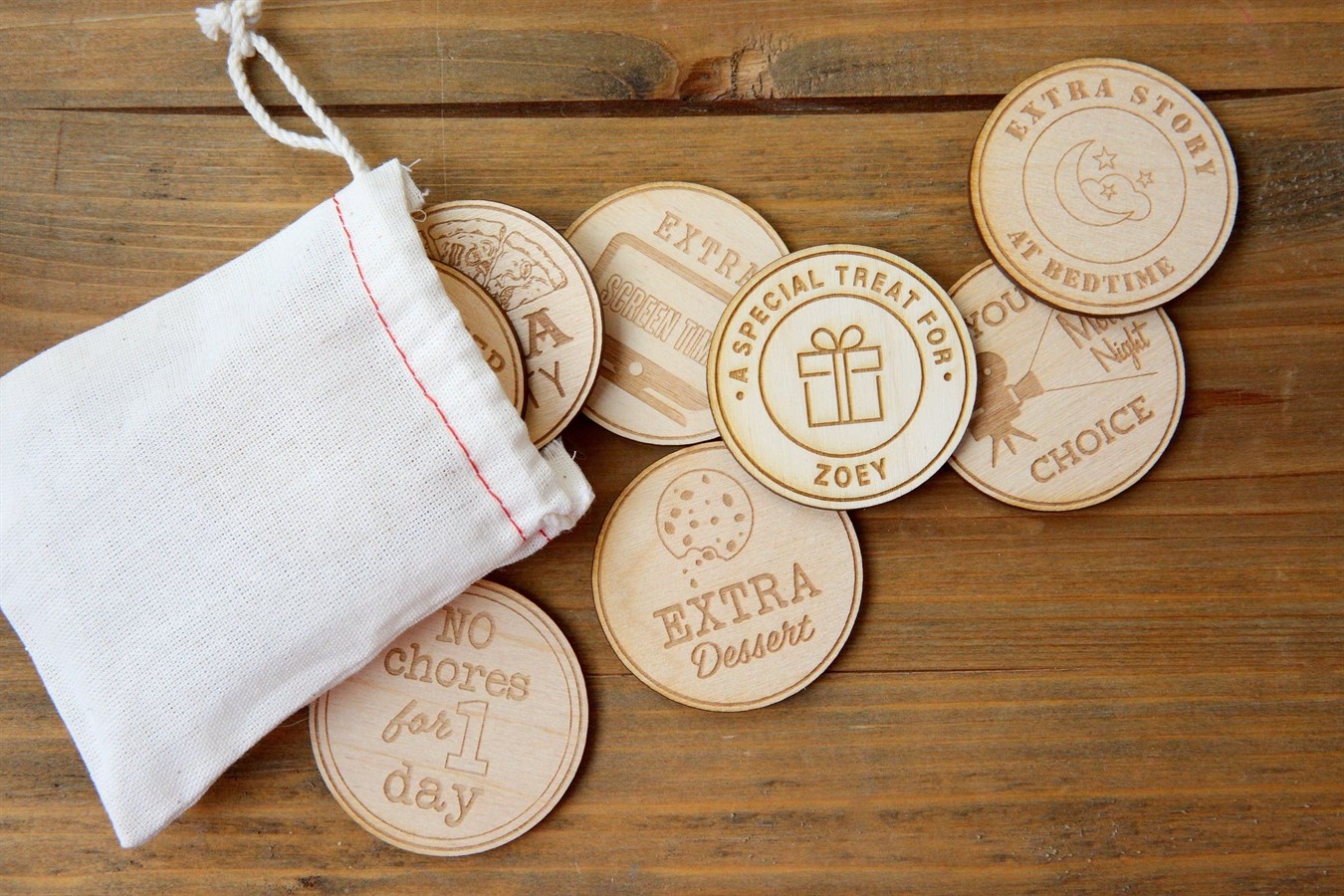 Personalised Tokens, Wooden Tokens