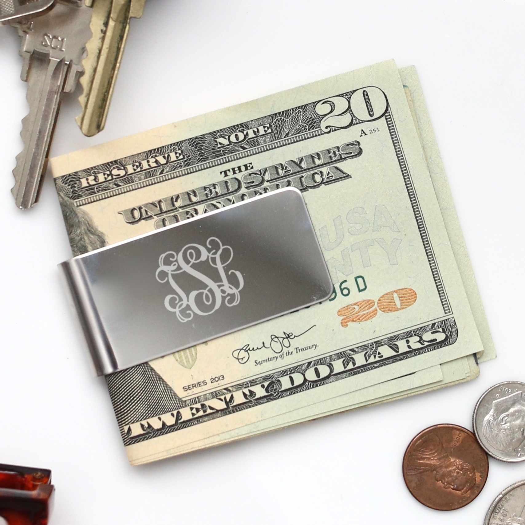 Personalized Green Carbon Fiber Money Clip w/Free Engraving in Diamond  Monogram at  Men's Clothing store