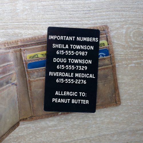 Important Number Wallet Card