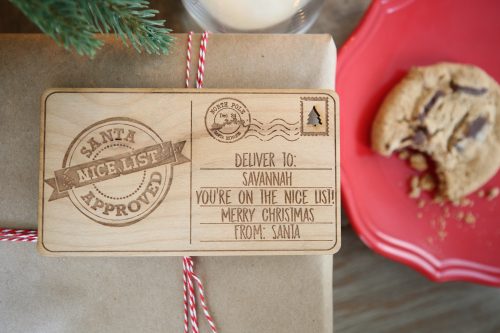 Nice List Personalized Wood Postcard