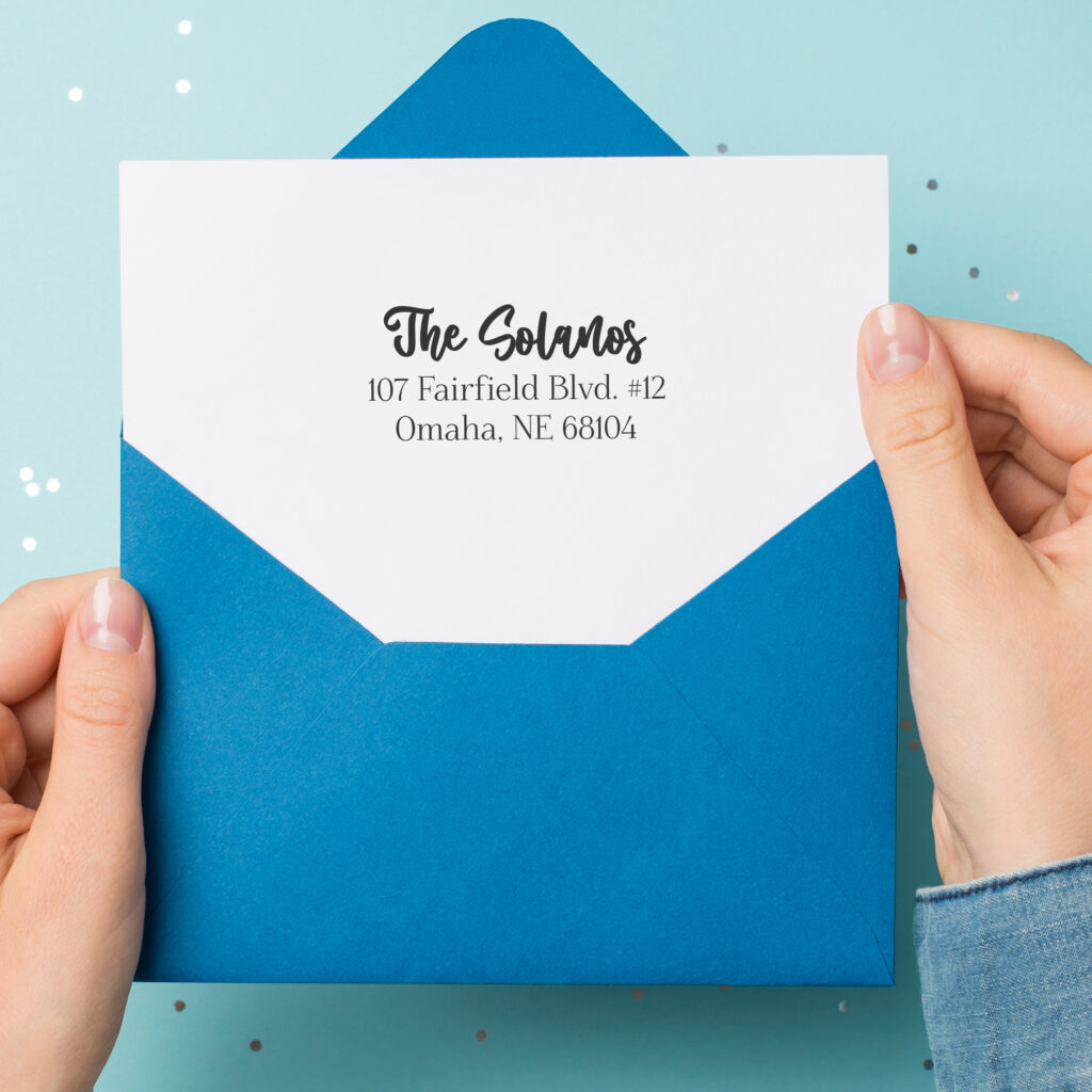 Lets have a party self inking address stamp